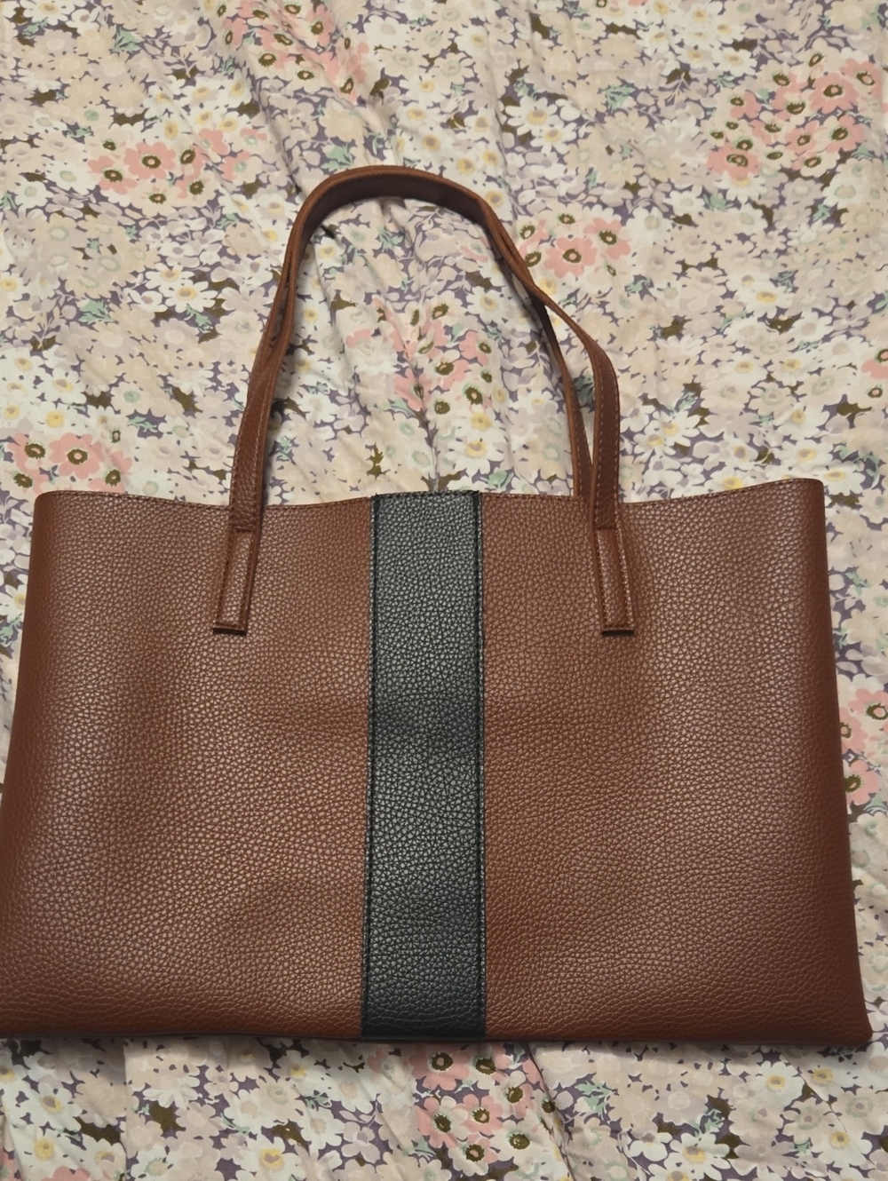 Vince Camuto Brown Tote with Black Center Stripe